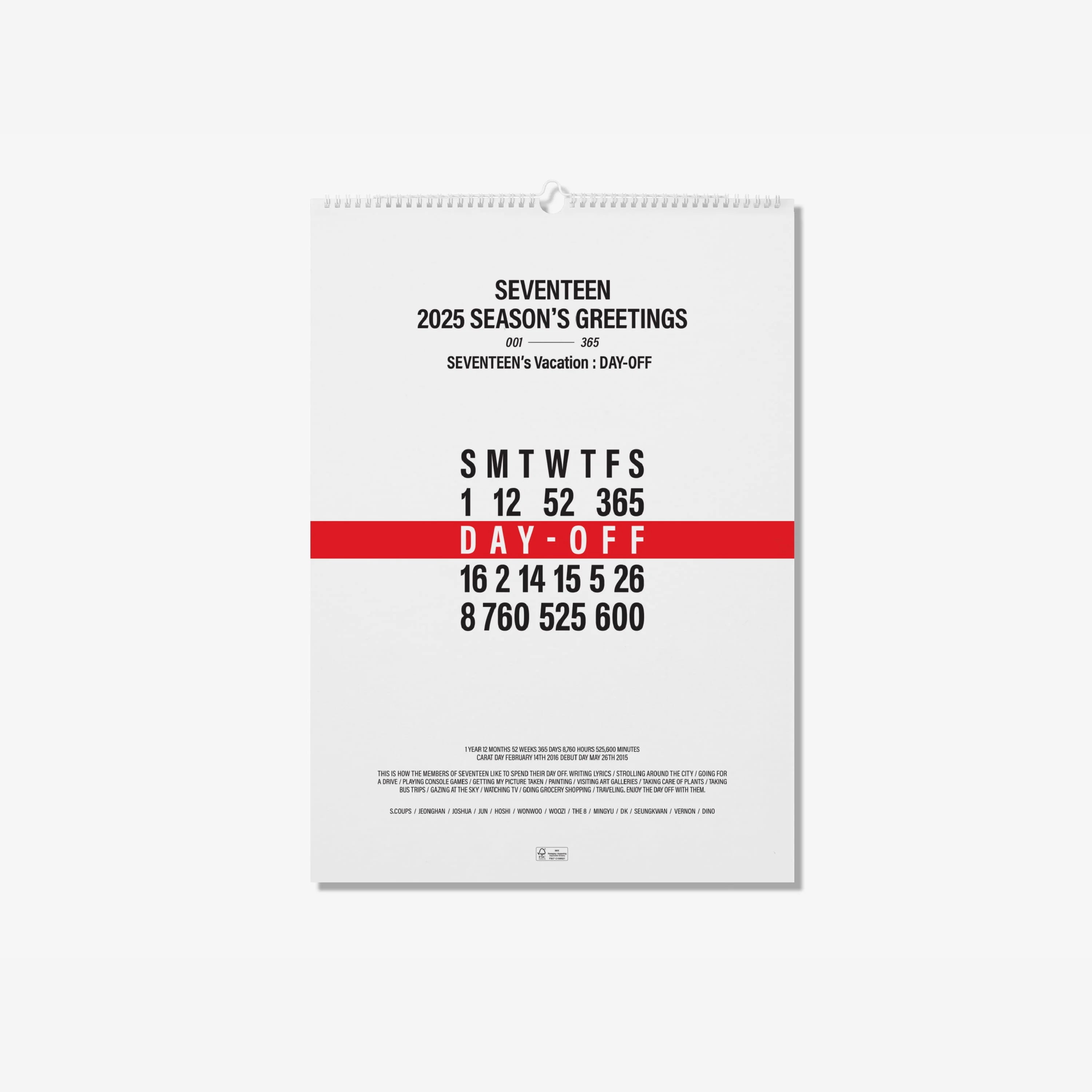 SEVENTEEN 2025 SEASON'S GREETINGS (WALL CALENDAR)