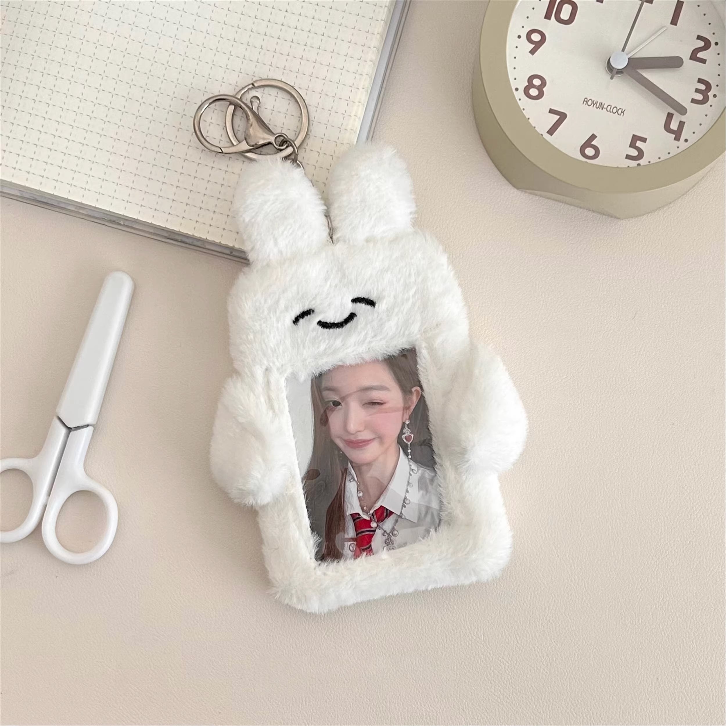 White Bunny Plush Photocard Holder