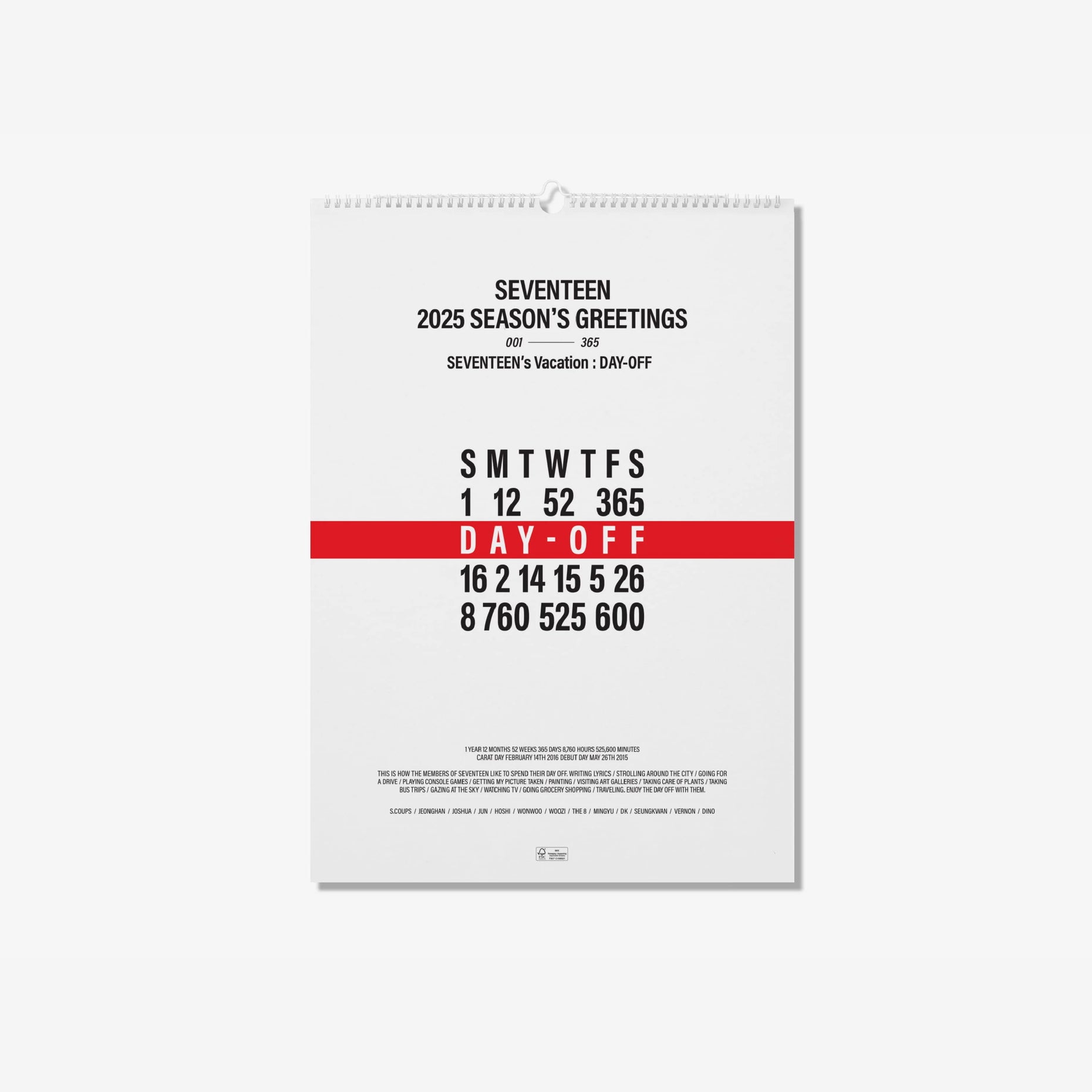 [PREORDER] SEVENTEEN 2025 SEASON'S GREETINGS (WALL CALENDAR