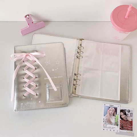 Silver A5 Photocard Binder with Ribbon
