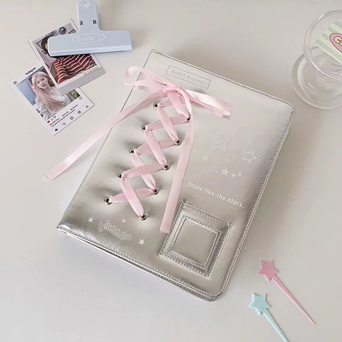 Silver A5 Photocard Binder with Ribbon