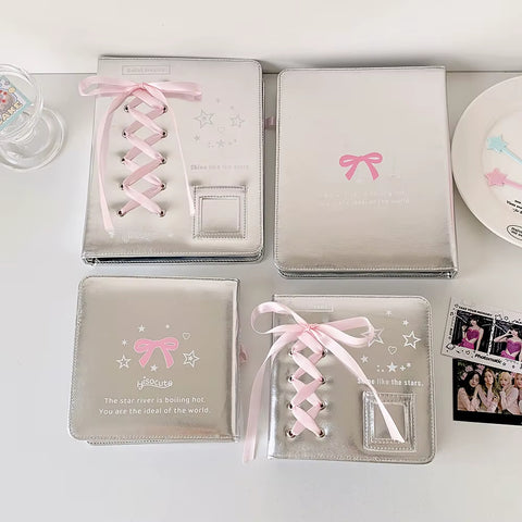 Silver A5 Photocard Binder with Ribbon