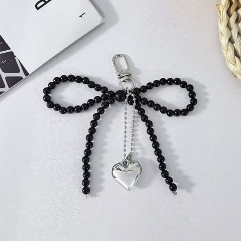 Pearl Heart Bow Keyring
