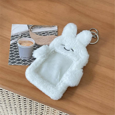 White Bunny Plush Photocard Holder