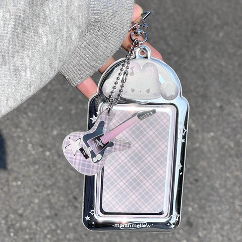 Silver Photocard holder with Guitar Keyring