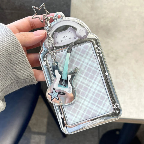 Silver Photocard holder with Guitar Keyring