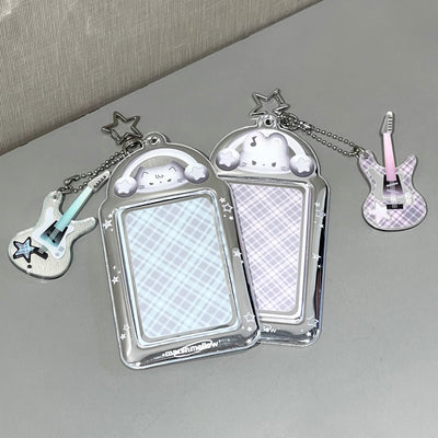 Silver Photocard holder with Guitar Keyring