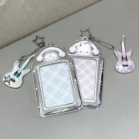 Silver Photocard holder with Guitar Keyring