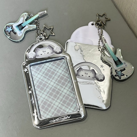 Silver Photocard holder with Guitar Keyring